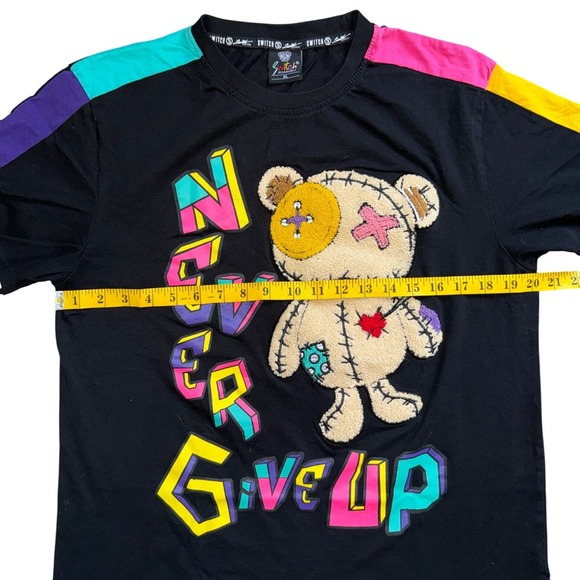 Switch Remarkable T Shirt Women Black Never Give Up Voodoo Bear Graphic Multi - Picture 6 of 8